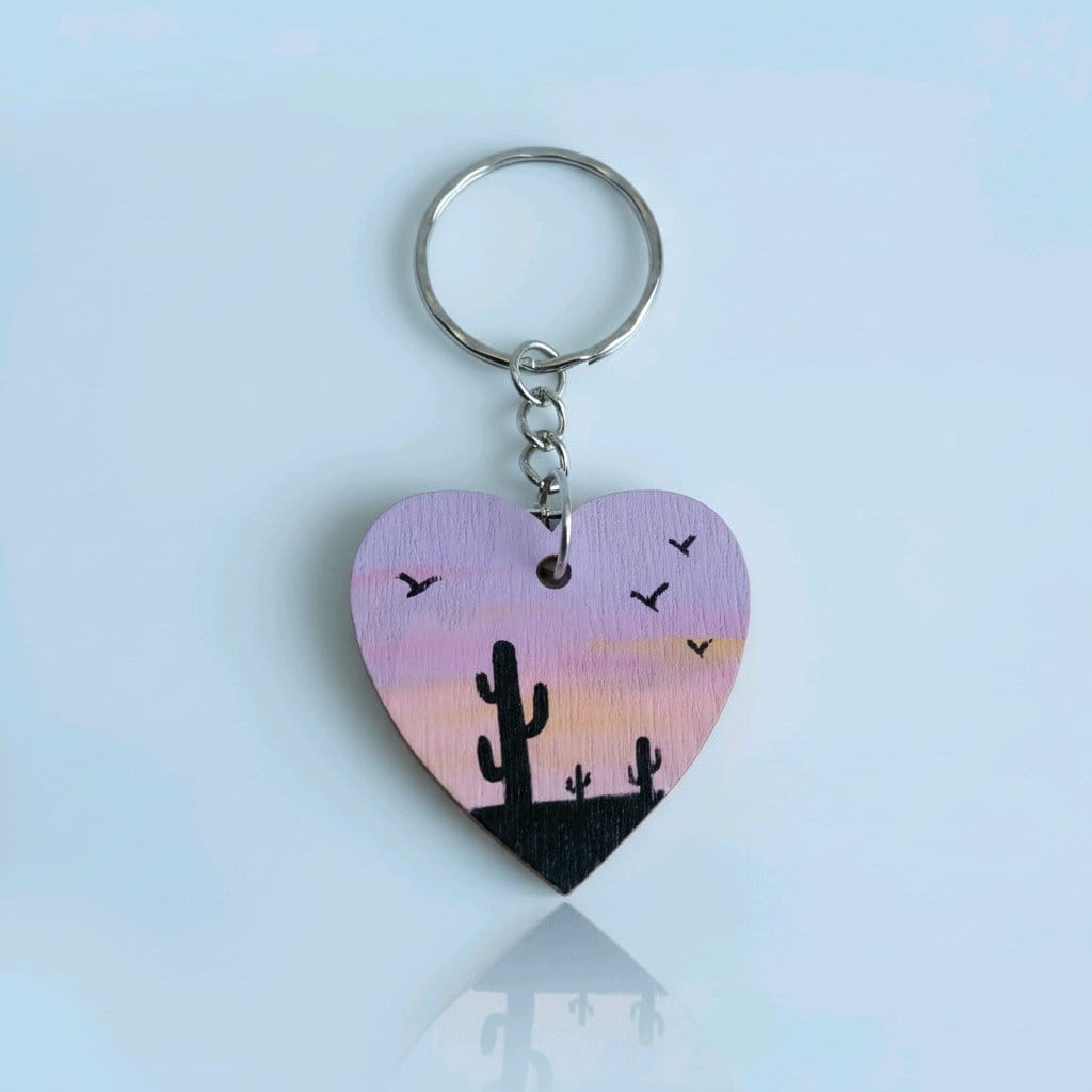 Hand-Painted Wooden Keychain